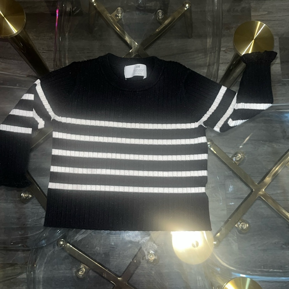 2T toddler girl black/white stripes sweater